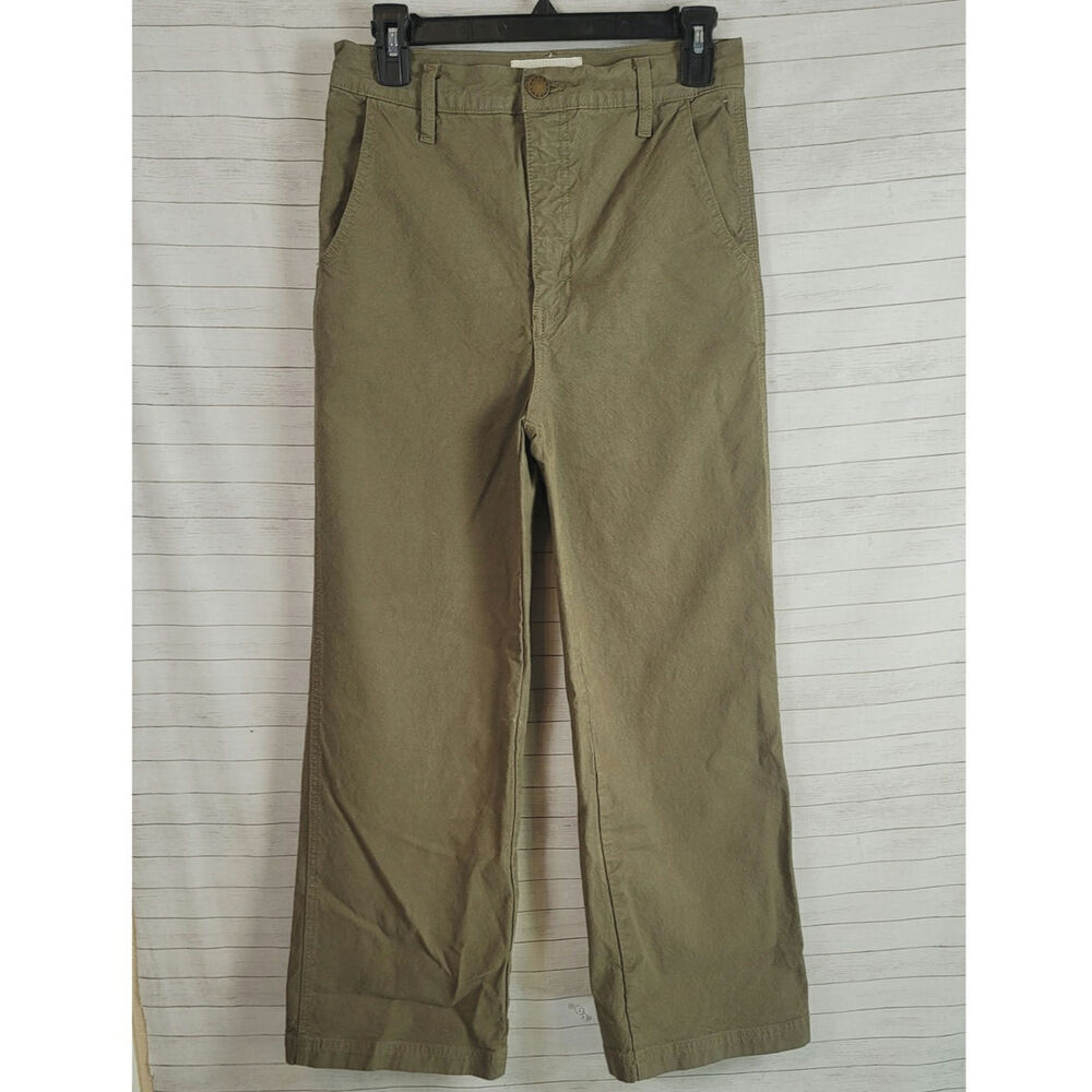 THE GREAT. Olive Green Wide Leg Pants